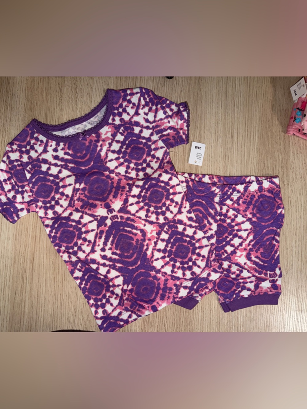 Koala Kids Pink and Purple Floral Tie-Dye Kids Matching Set